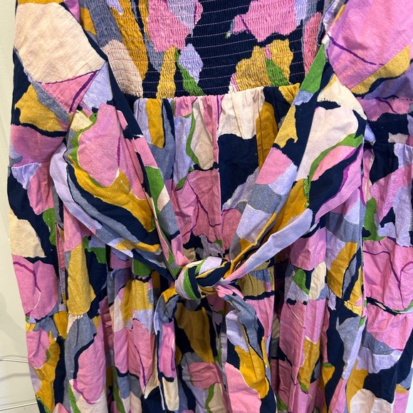 Ava & Viv Womens Tiered Square Neck Floral Print Midi Dress Pink Multi NWT 1X - Picture 7 of 11